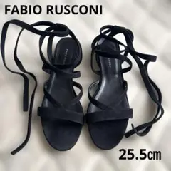 FABIO RUSCONI ファビオルスコーニ　レースアップフラットサンダル　黒のサムネイル