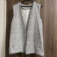 アベイル　ツイード調 フリンジベスト ノースリーブ