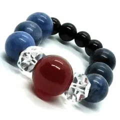 天然石リング☆瑪瑙　ソーダライト　ブラックオニキス　ボタンカットクリスタル