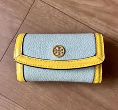 TORY BURCHレザーキーケース ブルー×イエロー