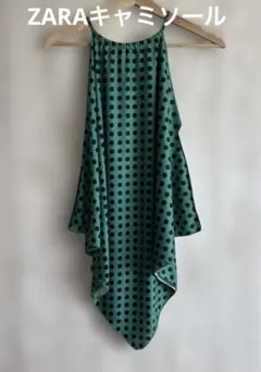 新品 ZARA ザラ ドット柄 キャミソールチュニックグリーン Mのサムネイル