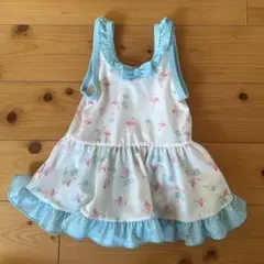 水色　フラミンゴ柄 ワンピース水着 90cm