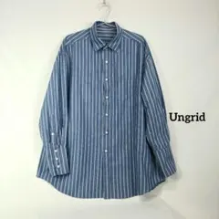Ungrid（アングリッド）青と白のストライプ 長袖シャツ　Ｆ