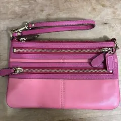 【美品】ヴィンテージ COACH ピンク レザー ポーチ