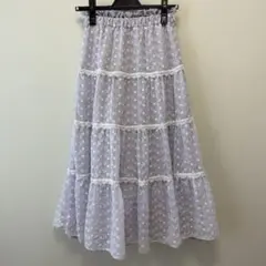 ロディスポット ティアードレースフレアロングスカート 薄紫色