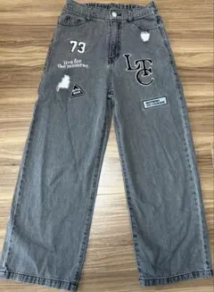 Lovetoxic グレー デニム ワイドパンツ Sサイズ