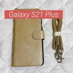 ＊ゴールド 手帳型ケース ストラップ付き Galaxy S21 Plus
