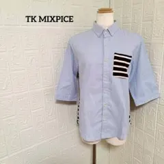 THE SHOP TK MIXPICE 異素材切り替え 七分袖シャツ ポケットMのサムネイル