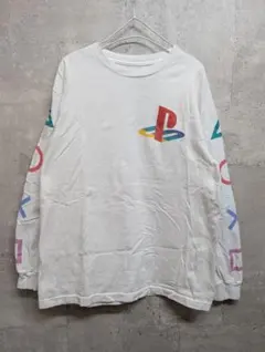 PlayStation 袖プリ ロンT PSロゴ Y2K 白 M