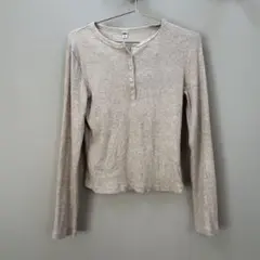 UNIQLO ユニクロ　リブヘンリーネックT 長袖　M