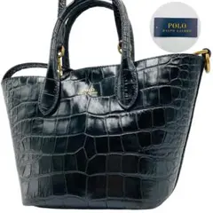 Polo by Ralph Laurenクロコ型押しショルダーバッグブラック 中古・古着通販】POLO RALPH LAUREN (ポロ・ラルフローレン