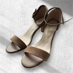 BEAUTY & YOUTH アンクルストラップサンダル ベージュ スウェード