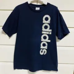 90s adidas USA製　トレフォイル 両面ロゴTシャツ M 紺