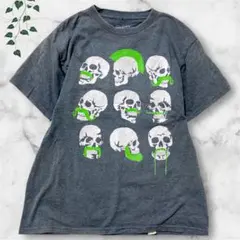 【トレンド】GILDAN スカル Tシャツ M相当 チビT 派手カワ ストリート