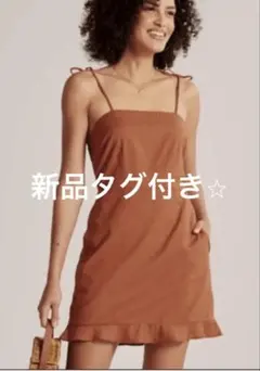 【新品タグ付】アバクロンビー&フィッチ キャミワンピース テラコッタ リネン混のサムネイル
