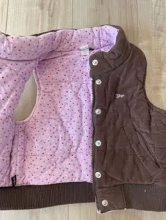 GAP ブラウン 厚手ベスト ピンクドット内側