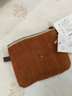 新品 ぽーち帆布 小銭入れ コインケース ブラウン　子鹿ポーチ照柿のサムネイル