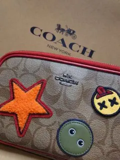 COACH コーチシグネチャーワッペンショルダーバッグ赤