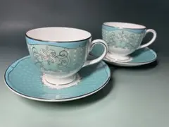【廃盤・希少】WEDGWOOD プシュケ　カップ＆ソーサー2客　黒壺　ペア
