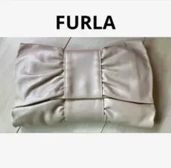 FURLA リボン型 クラッチバッグ シャンパンピンク