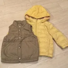 ユニクロ　90 セット　ライトウォームパデットパーカ　ベスト