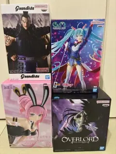 新作プライズフィギュア4体　王騎、アルベド　初音ミクガンダム、巡音ルカ