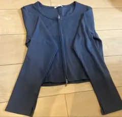 GU ジッパー付きリブ素材長袖トップス【ブルー】