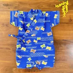 ベビー甚平　ロンパース甚平　動物柄　青系　男の子