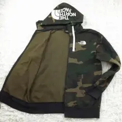 美品◎THE NORTH FACE ジップアップスウェットパーカー 迷彩 刺繍