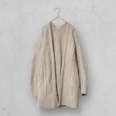 z745【GU】ケーブルコクーンカーディガン(長袖) ナチュラル　レディース