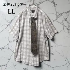 Eddie Bauer 半袖 チェック オーバーサイズ XL ライトアウターのサムネイル