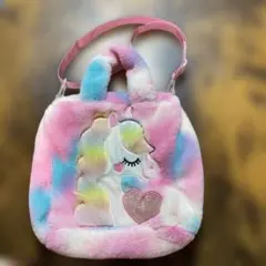 ユニコーン ファー ゆめかわ ショルダーバッグ レインボー