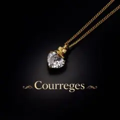 美品 ヴィンテージ Courreges ゴールド クリスタル ロゴ ネックレス