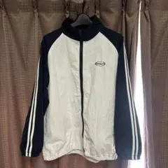 ホワイト/ネイビー ストライプ ナイロンジャケット