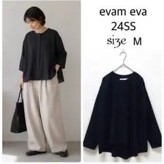 evam eva linen wide shirt リネンワイドシャツ ブラック - メルカリ