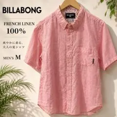 BILLABONG リネン 100 半袖シャツ ピンク Mサイズのサムネイル