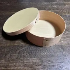 木目　丸型　蓋付き空箱