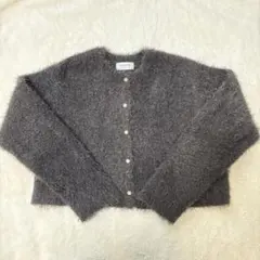 OPAQUE.CLIP シャギーニットショートカーディガン チャコールグレー