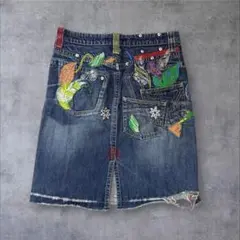 y2k 刺繍 デニム スカート エスニック フェアリーグランジ 森ガール