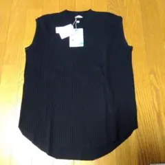 リブ編み 　リブベスト　 M 　黒