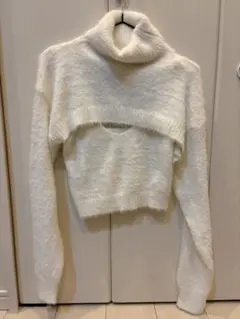 SHEIN ホワイト タートルネック クロップドニット S