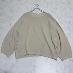 テラウェアエミュ　ニット セーター ベージュ　【L】 バルーンスリーブ　美品
