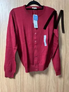 GU UVカットクルーネックカーディガン (長袖)M レッド