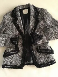 黒と白のツイードテーラードジャケット(11号)