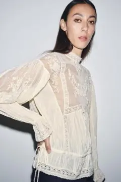 【新品タグ付き】ZARA ZW COLLECTION ロマンティック刺繍ブラウス