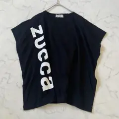 ZUCCA プリントロゴTシャツ M ブラックノースリーブ ゆったりのサムネイル