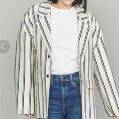 【美品】BY ストライプ ジャケット　Mサイズ　麻　コットン