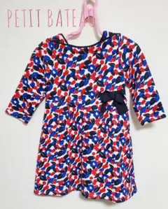 【86】新品　プチバトー　長袖　花柄　ワンピース