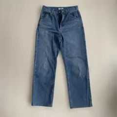 美品 UNIQLO ユニクロ ワイドストレートデニム ハイライズ 青 25 M