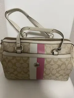 COACH シグネチャー ショルダーミニボストン ピンク